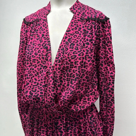 Zadig And Voltaire Reveal Mini Dress Leopard Animal Print Pink Black Size Small - Picture 3 of 13